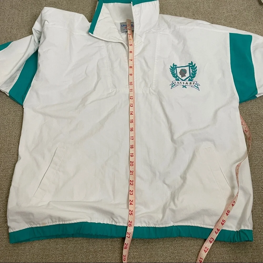 White & Teal Men's Windbreaker Pullover Jacket - Picture 11 of 11
